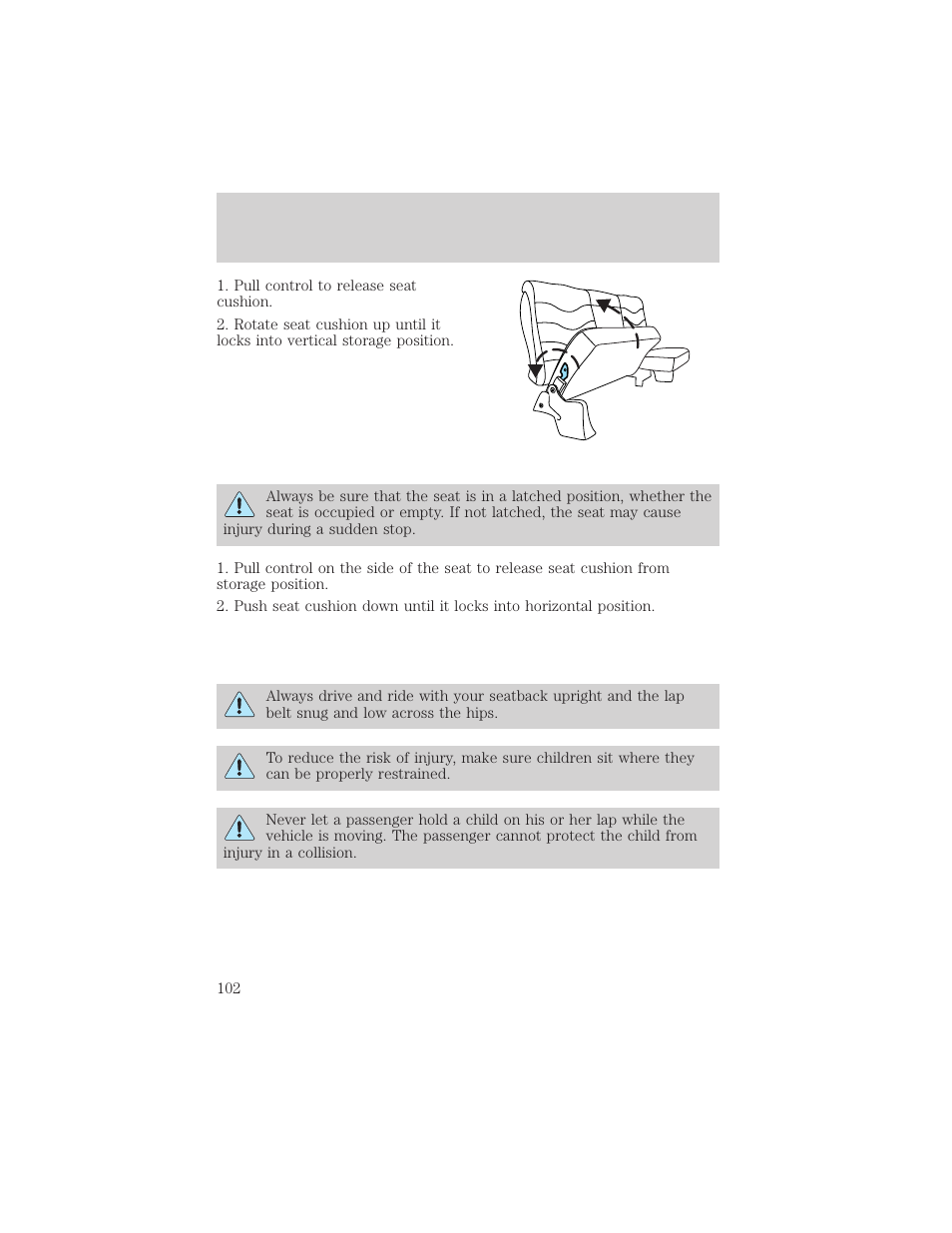 Seating and safety restraints | FORD 2004 F-150 v.1 User Manual | Page 102 / 280