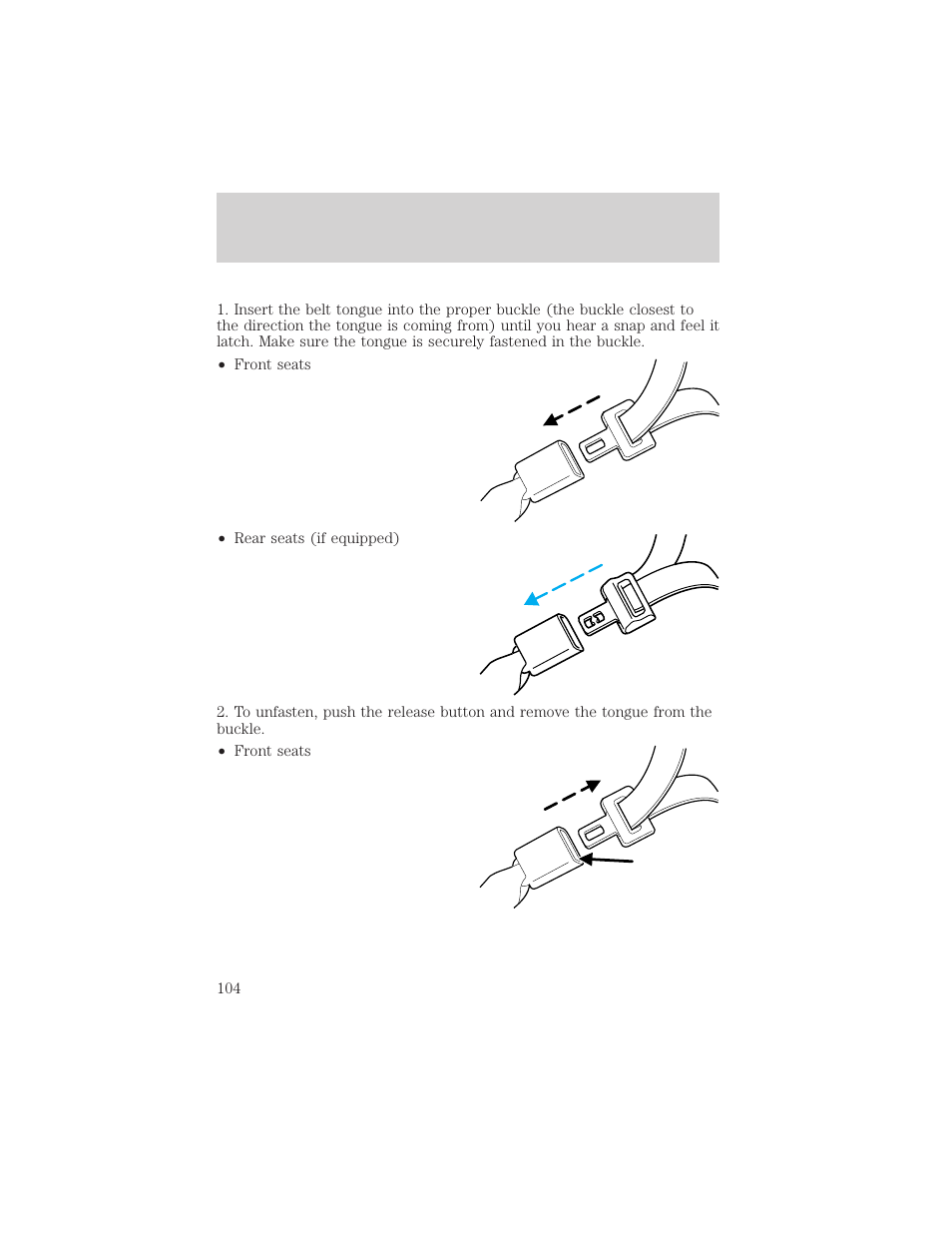 Seating and safety restraints | FORD 2004 F-150 v.1 User Manual | Page 104 / 280