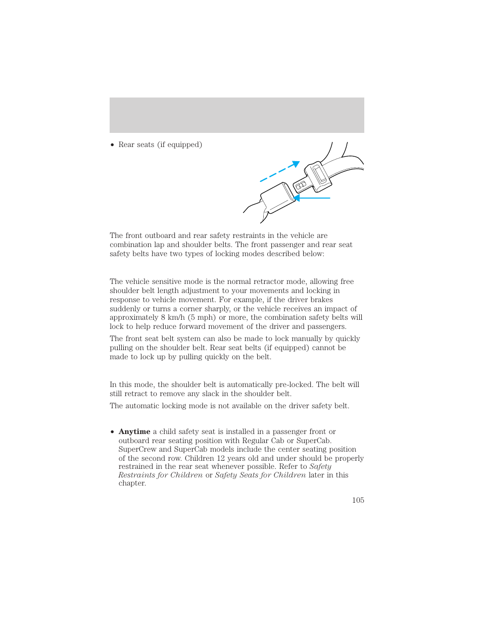 Seating and safety restraints | FORD 2004 F-150 v.1 User Manual | Page 105 / 280