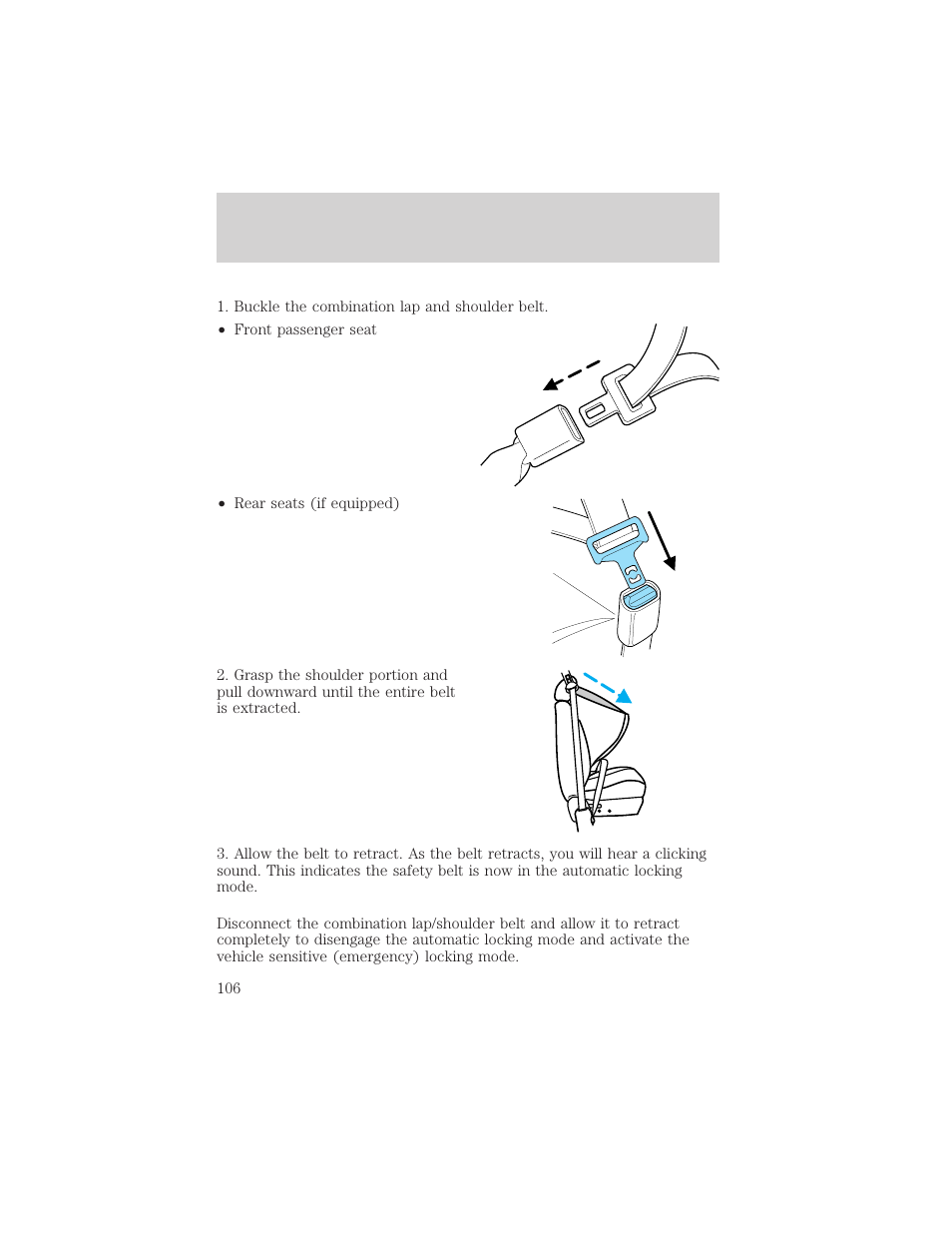 Seating and safety restraints | FORD 2004 F-150 v.1 User Manual | Page 106 / 280