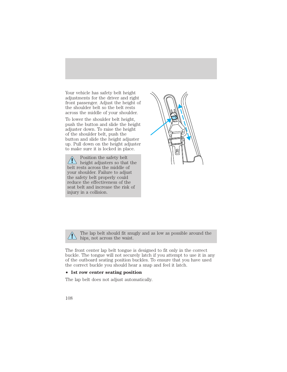 Seating and safety restraints | FORD 2004 F-150 v.1 User Manual | Page 108 / 280