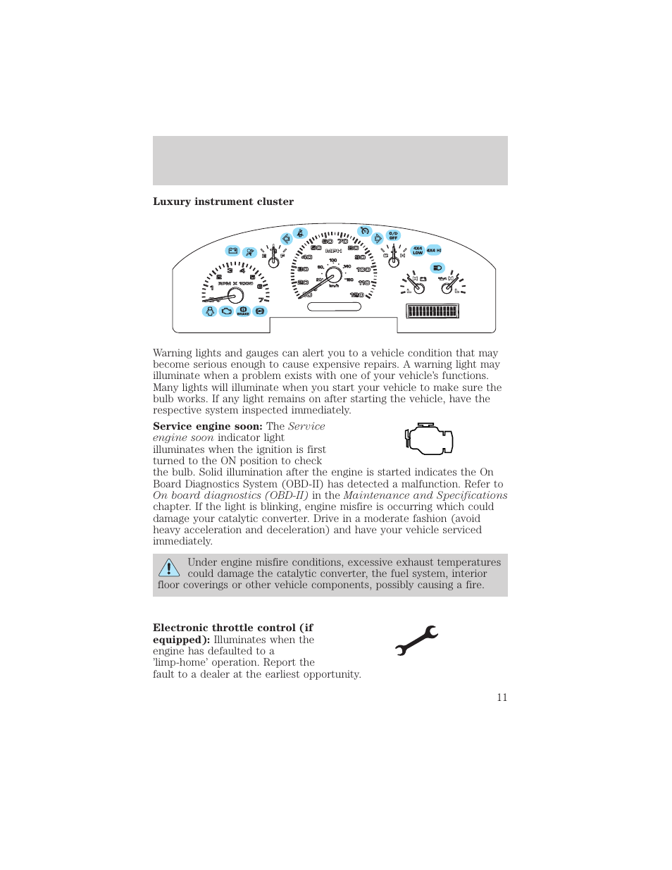 Instrument cluster | FORD 2004 F-150 v.1 User Manual | Page 11 / 280