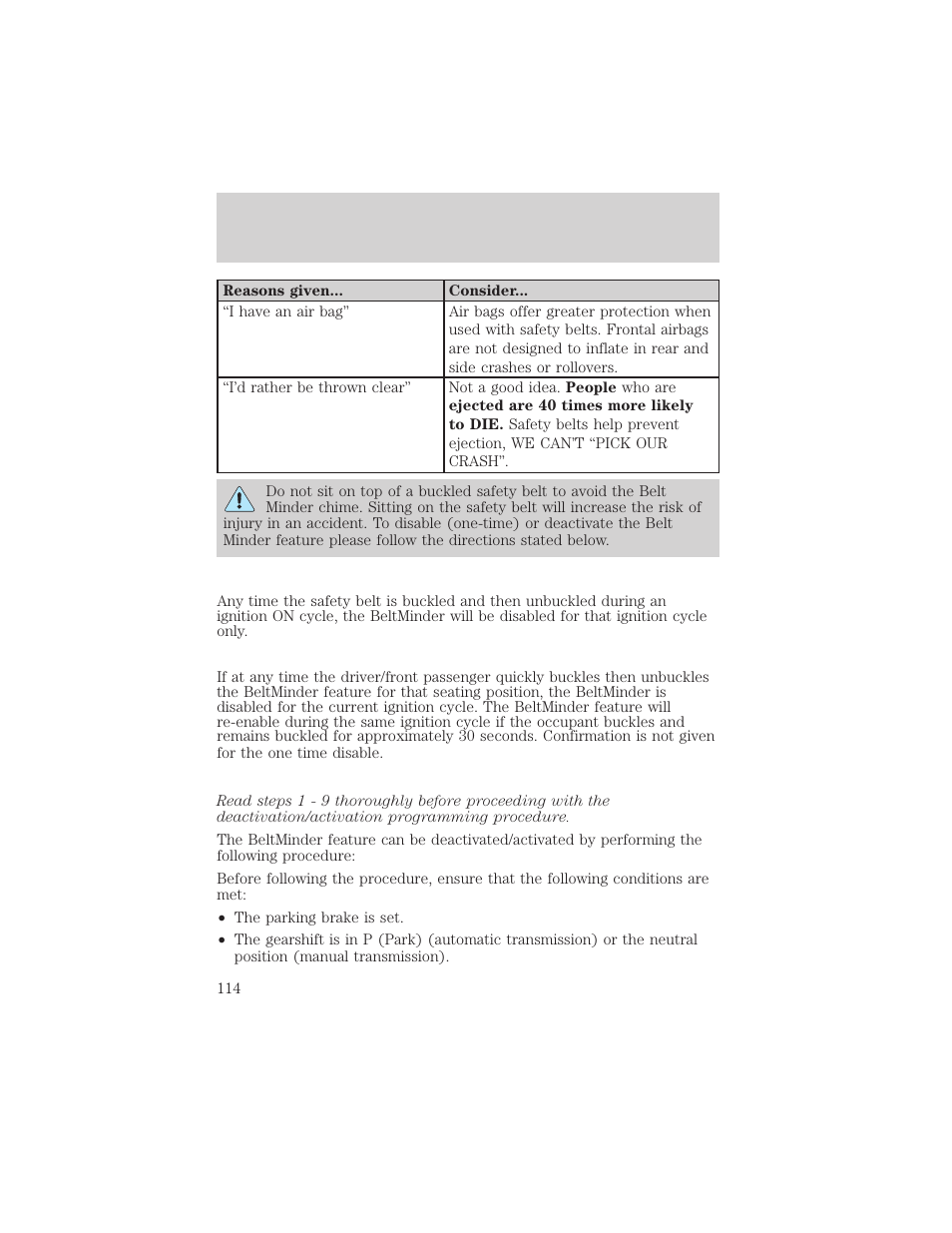 Seating and safety restraints | FORD 2004 F-150 v.1 User Manual | Page 114 / 280