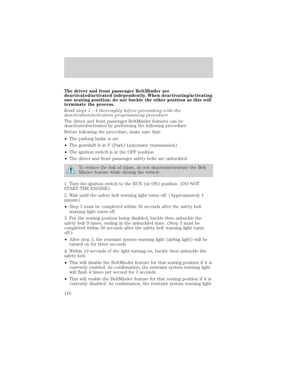 Seating and safety restraints | FORD 2004 F-150 v.1 User Manual | Page 116 / 280