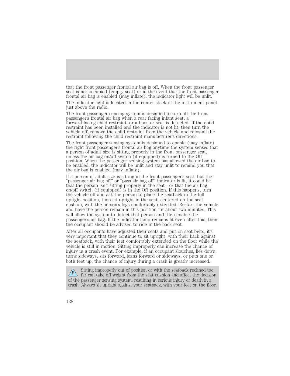 Seating and safety restraints | FORD 2004 F-150 v.1 User Manual | Page 128 / 280