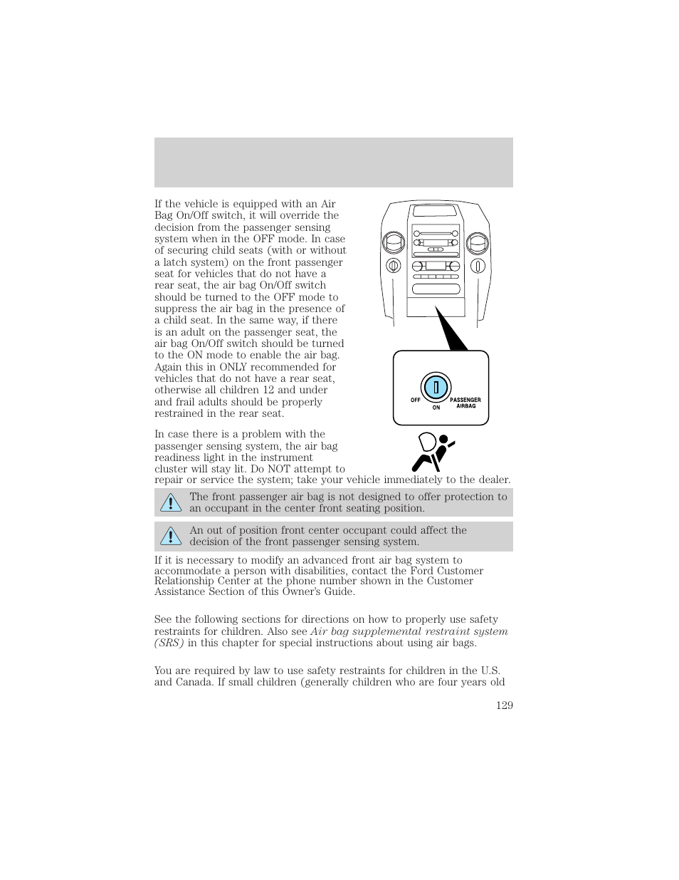 Seating and safety restraints | FORD 2004 F-150 v.1 User Manual | Page 129 / 280