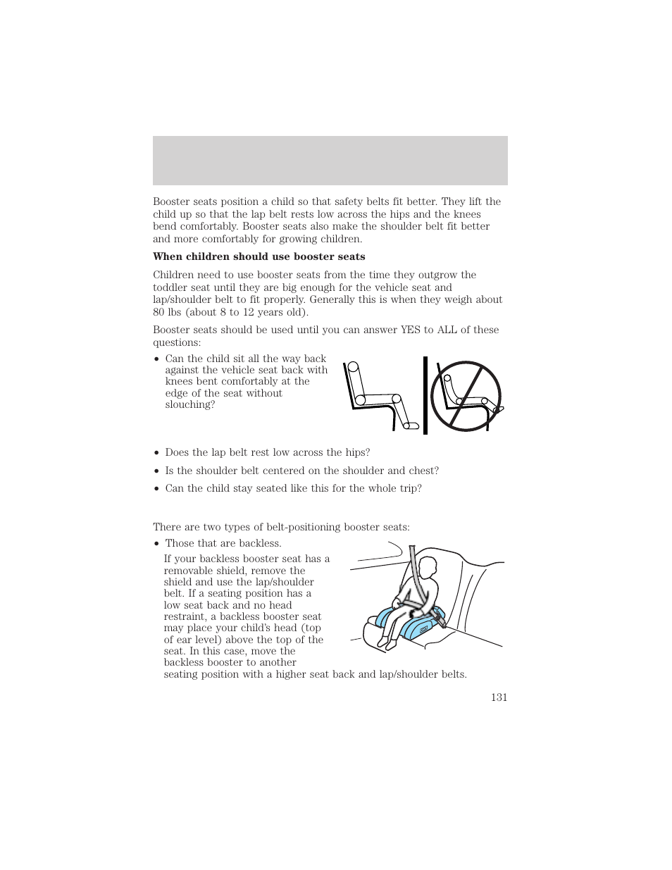 Seating and safety restraints | FORD 2004 F-150 v.1 User Manual | Page 131 / 280