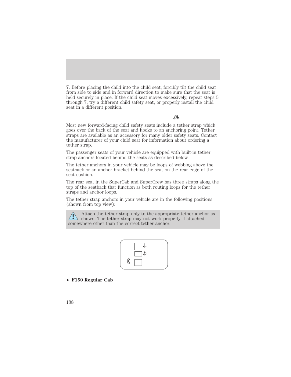 Seating and safety restraints | FORD 2004 F-150 v.1 User Manual | Page 138 / 280