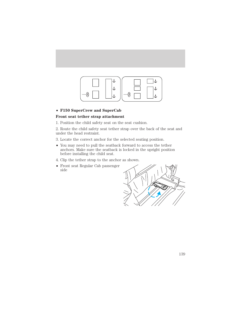 Seating and safety restraints | FORD 2004 F-150 v.1 User Manual | Page 139 / 280