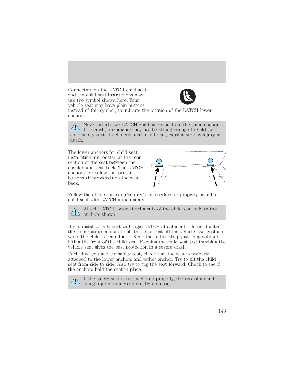 Seating and safety restraints | FORD 2004 F-150 v.1 User Manual | Page 143 / 280