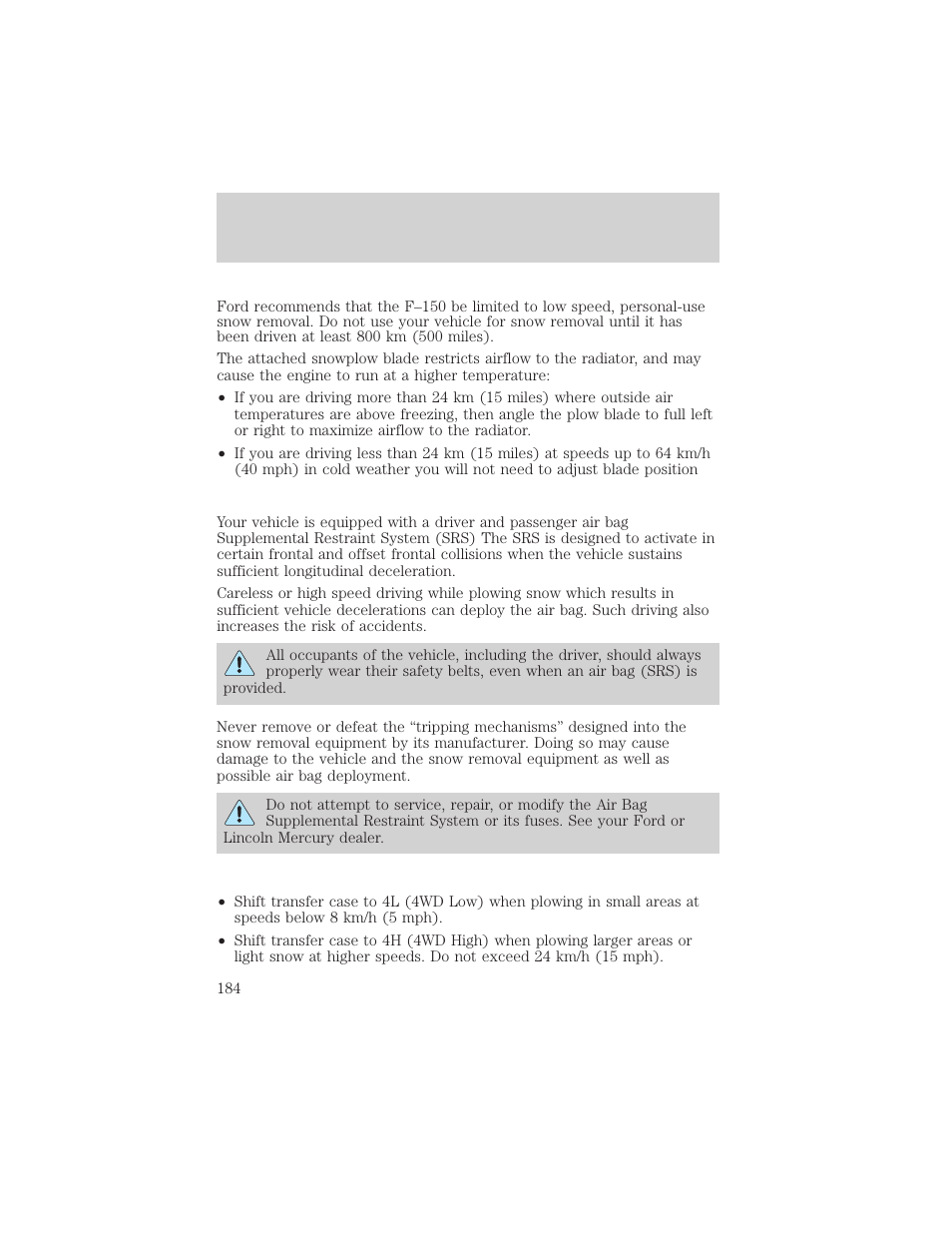 Driving | FORD 2004 F-150 v.1 User Manual | Page 184 / 280