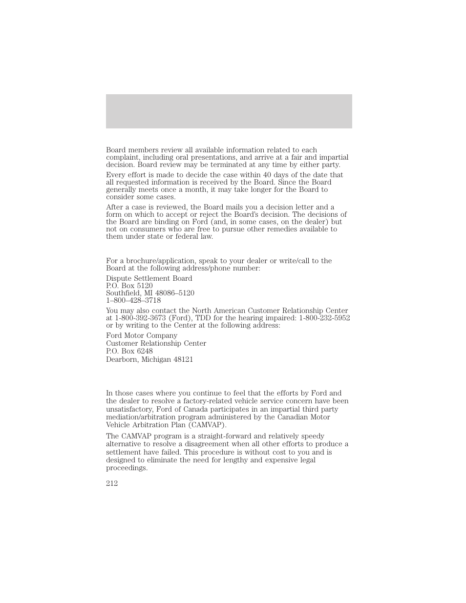 Customer assistance | FORD 2004 F-150 v.1 User Manual | Page 212 / 280