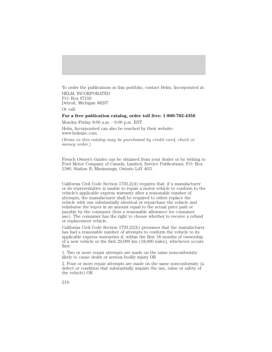 Customer assistance | FORD 2004 F-150 v.1 User Manual | Page 214 / 280