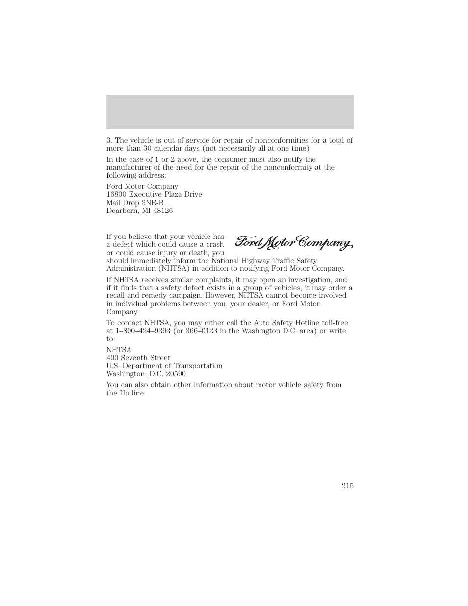 Customer assistance | FORD 2004 F-150 v.1 User Manual | Page 215 / 280