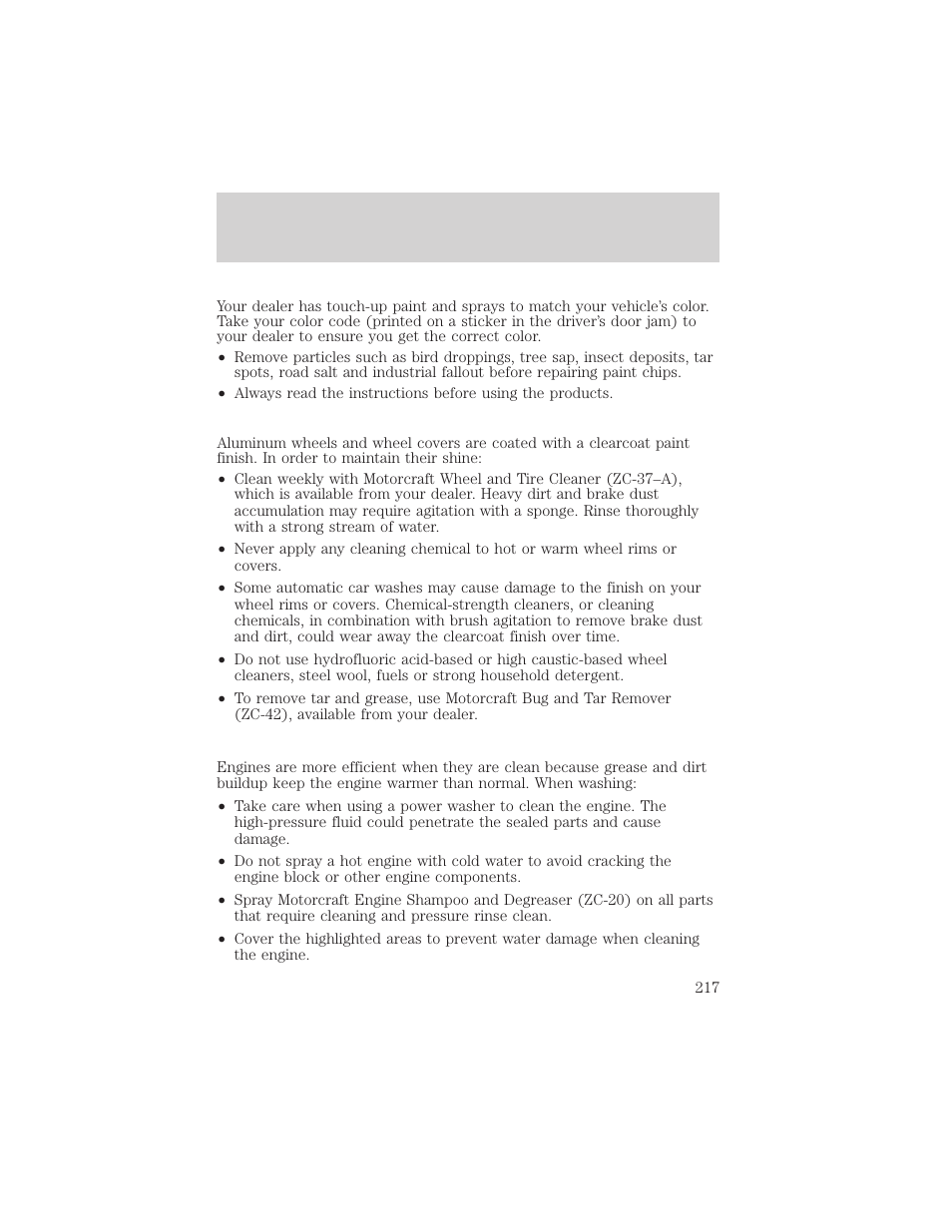 Cleaning | FORD 2004 F-150 v.1 User Manual | Page 217 / 280