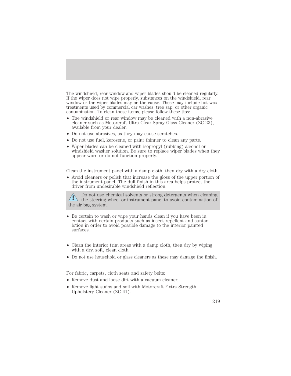 Cleaning | FORD 2004 F-150 v.1 User Manual | Page 219 / 280
