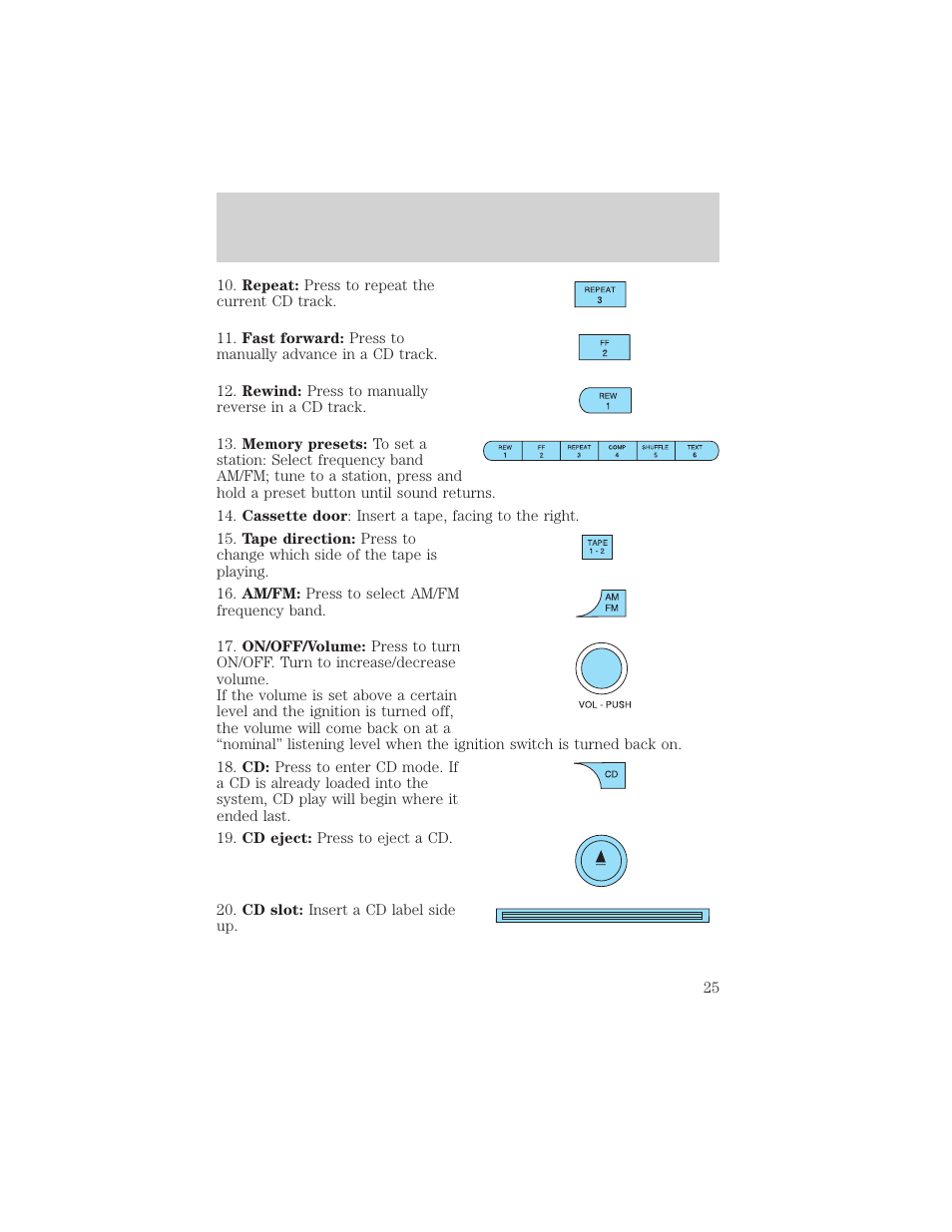 Entertainment systems | FORD 2004 F-150 v.1 User Manual | Page 25 / 280