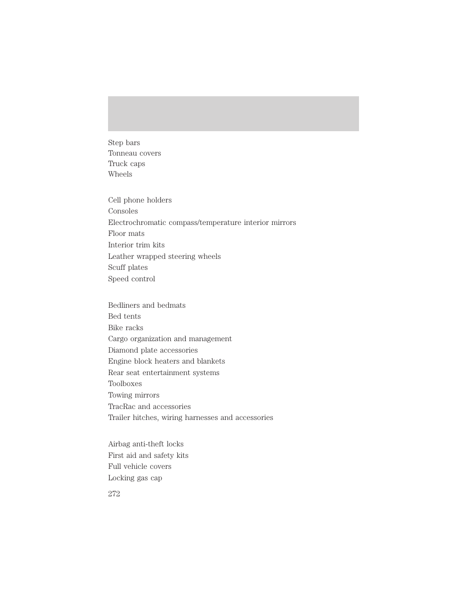 Accessories | FORD 2004 F-150 v.1 User Manual | Page 272 / 280