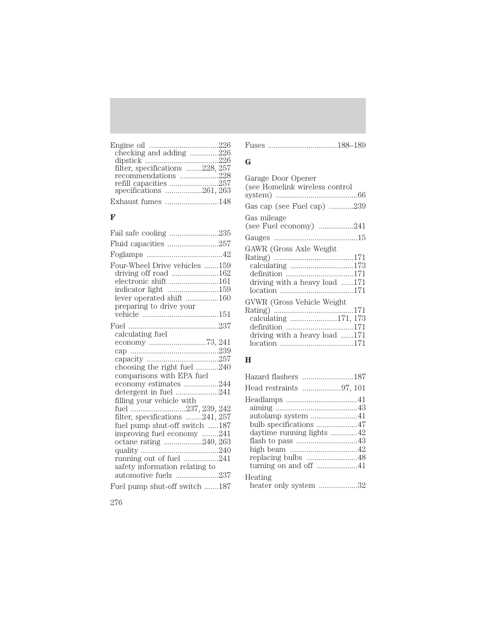 Index | FORD 2004 F-150 v.1 User Manual | Page 276 / 280