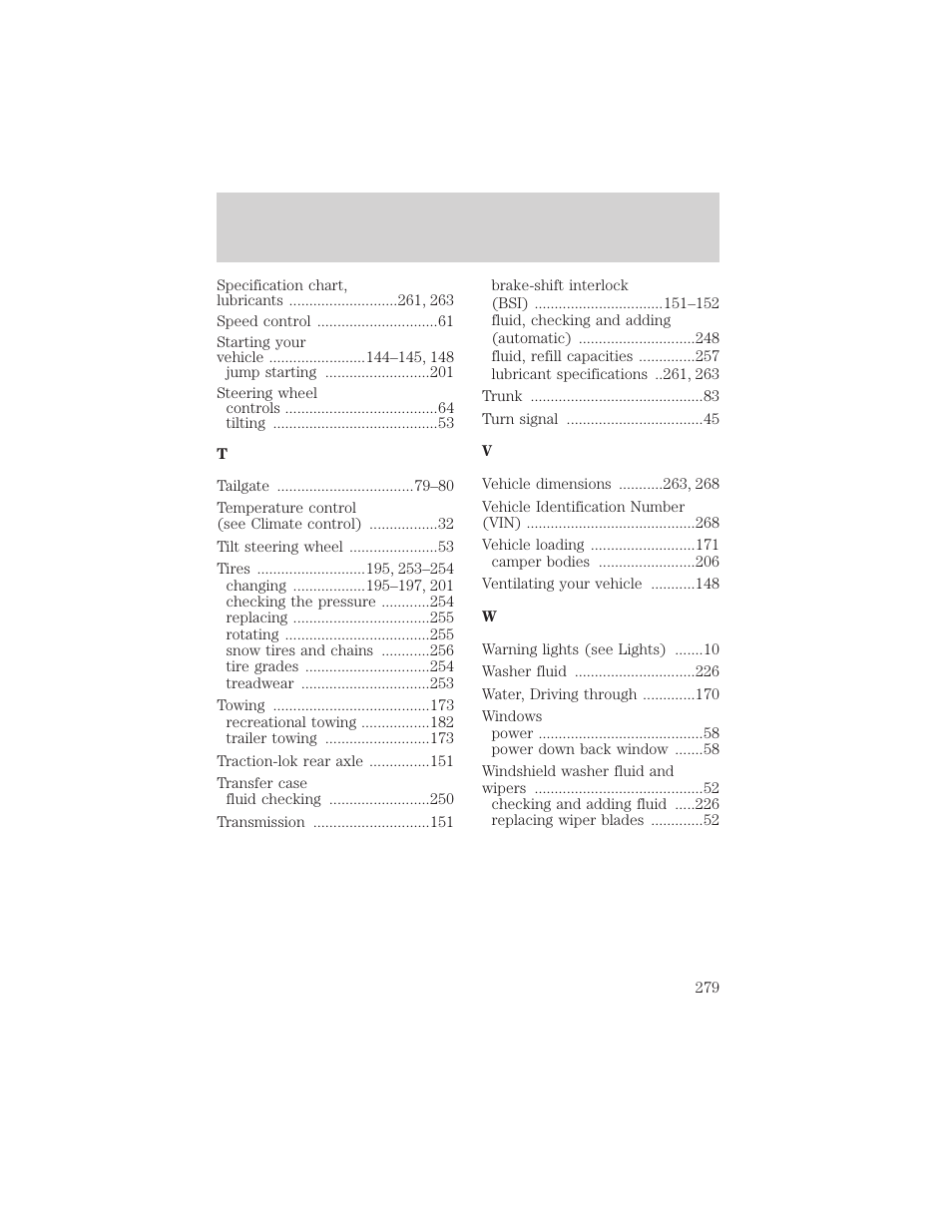 Index | FORD 2004 F-150 v.1 User Manual | Page 279 / 280
