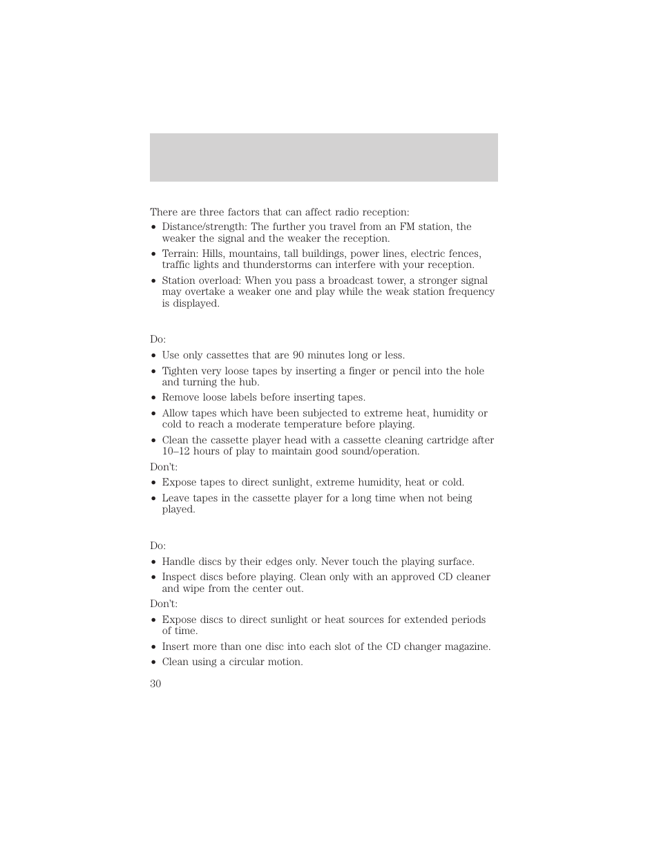 Entertainment systems | FORD 2004 F-150 v.1 User Manual | Page 30 / 280