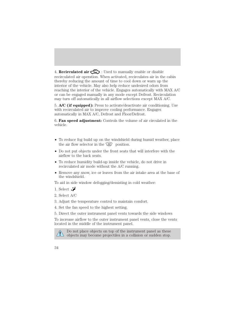 Climate controls | FORD 2004 F-150 v.1 User Manual | Page 34 / 280