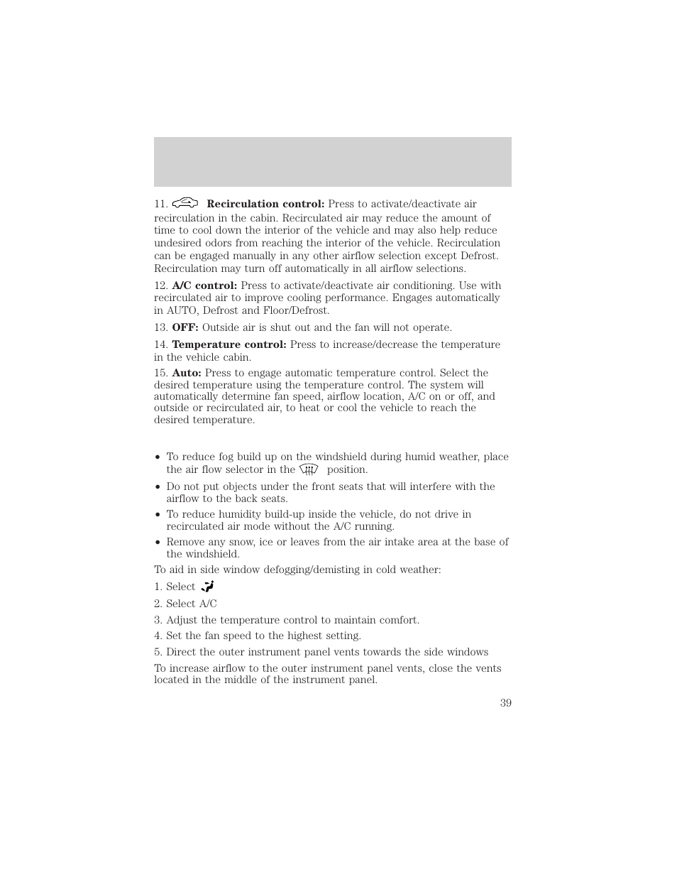 Climate controls | FORD 2004 F-150 v.1 User Manual | Page 39 / 280