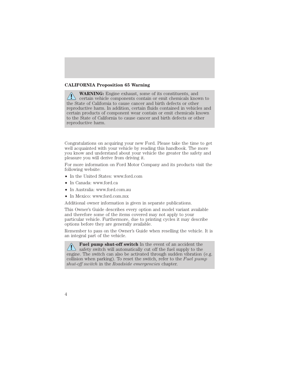 Introduction | FORD 2004 F-150 v.1 User Manual | Page 4 / 280