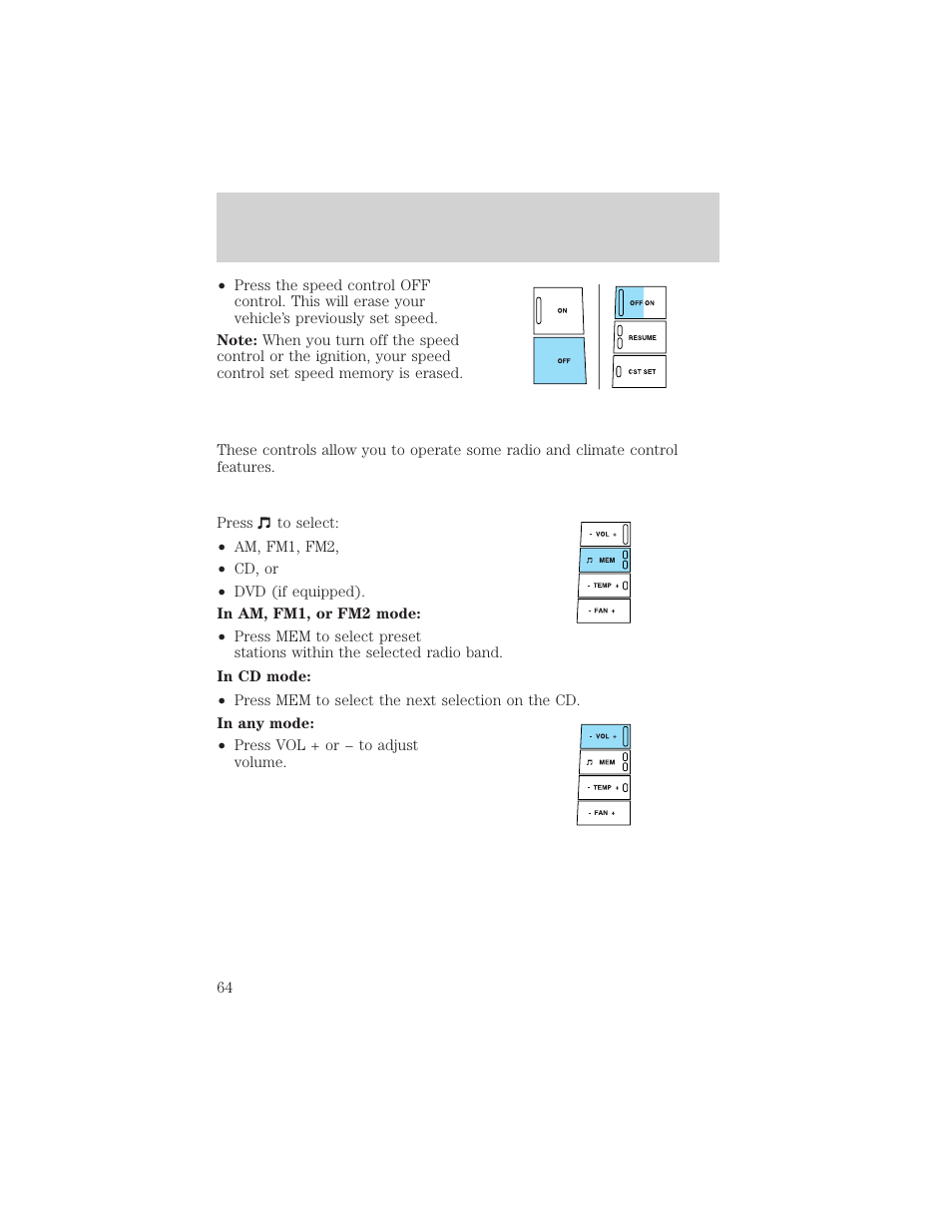 Driver controls | FORD 2004 F-150 v.1 User Manual | Page 64 / 280