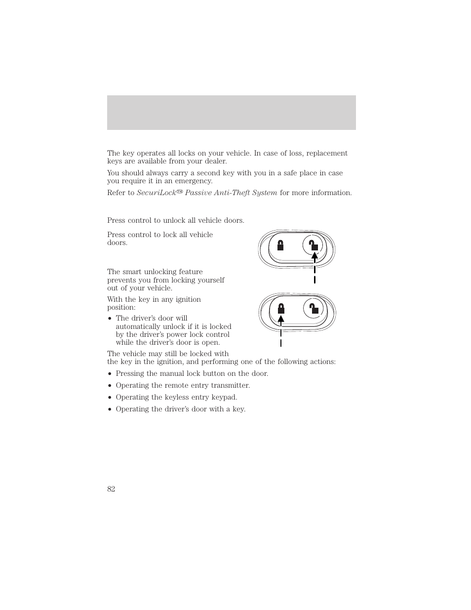 Locks and security | FORD 2004 F-150 v.1 User Manual | Page 82 / 280