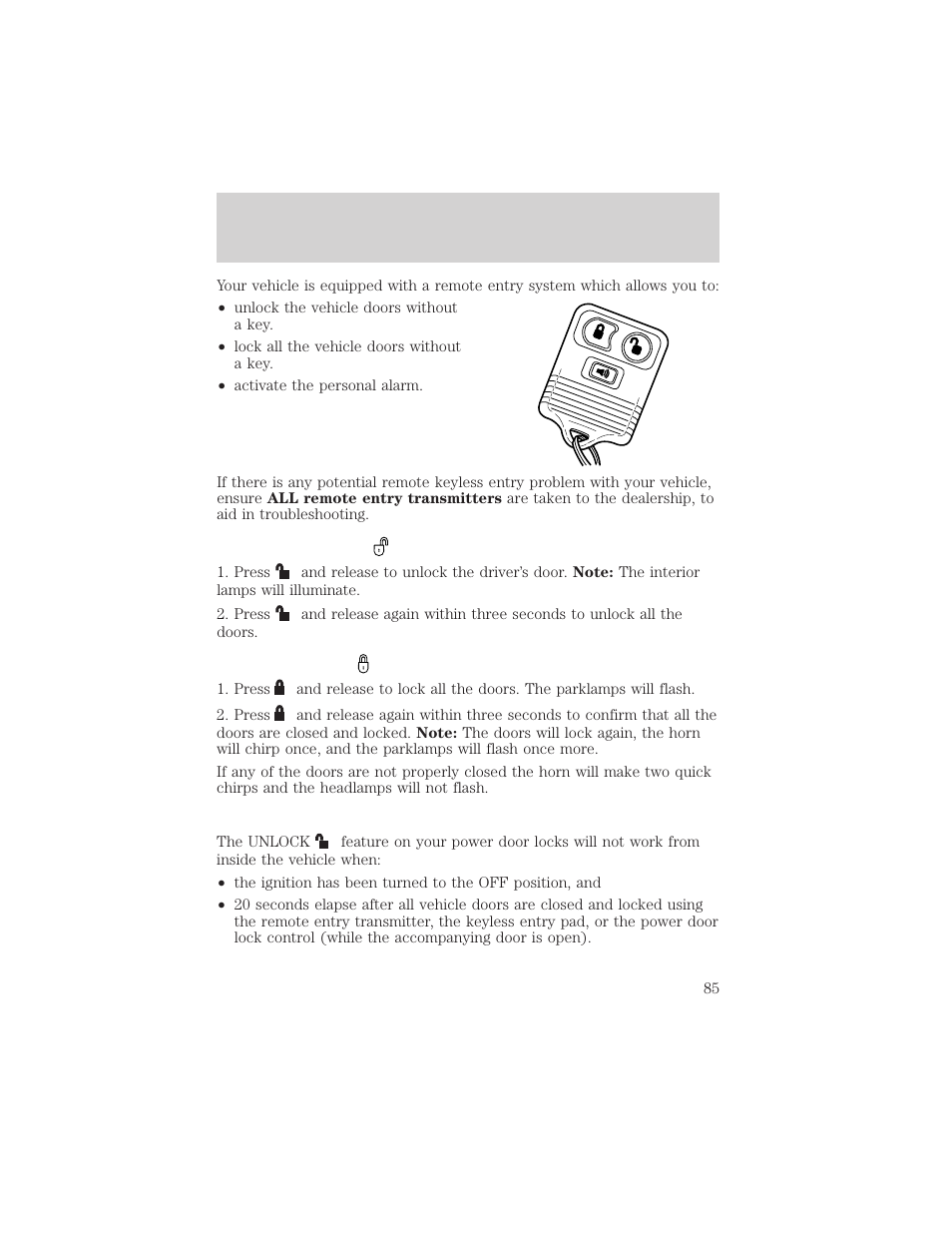 Locks and security | FORD 2004 F-150 v.1 User Manual | Page 85 / 280