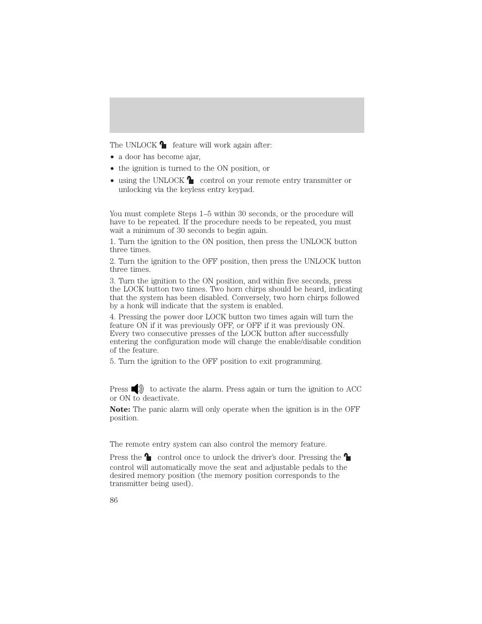Locks and security | FORD 2004 F-150 v.1 User Manual | Page 86 / 280