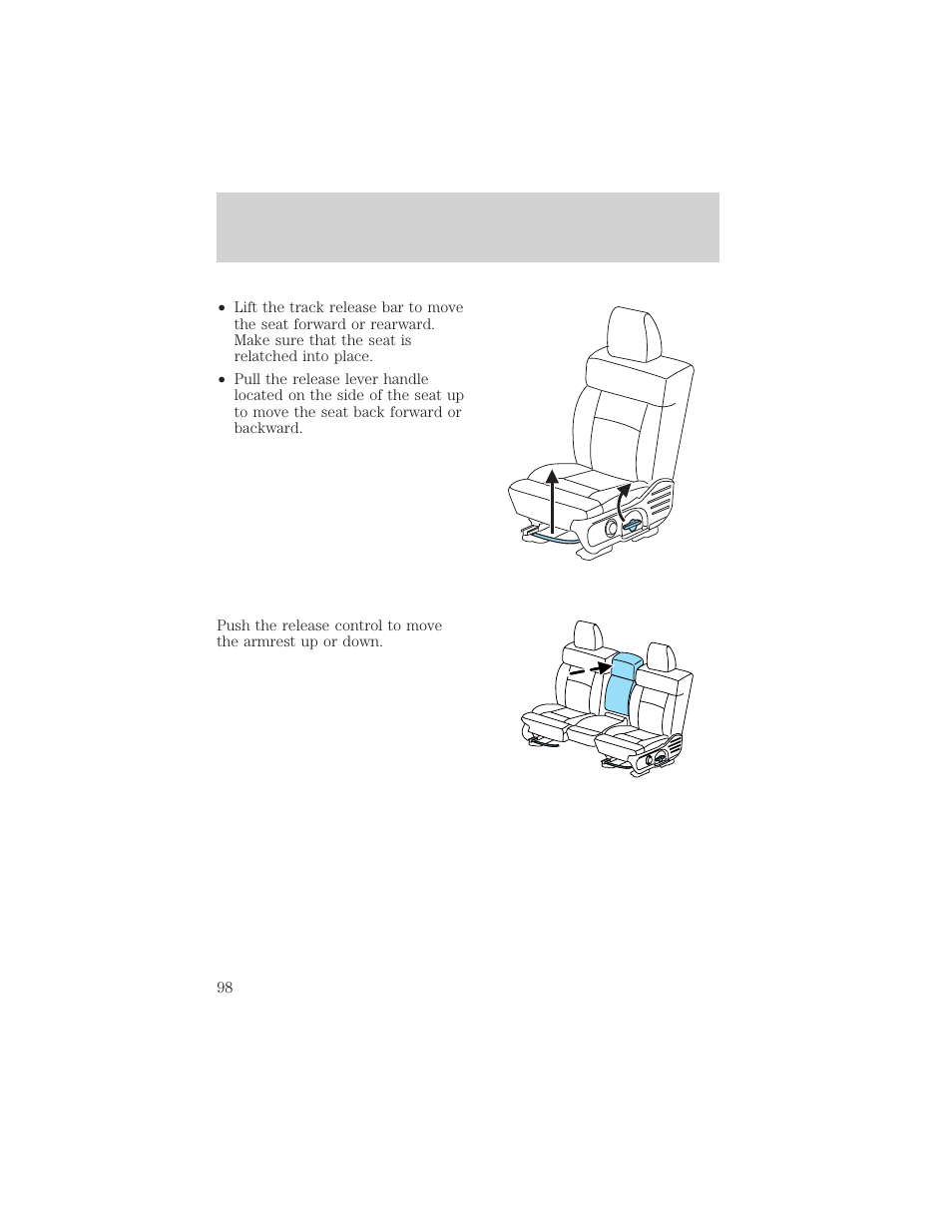 Seating and safety restraints | FORD 2004 F-150 v.1 User Manual | Page 98 / 280