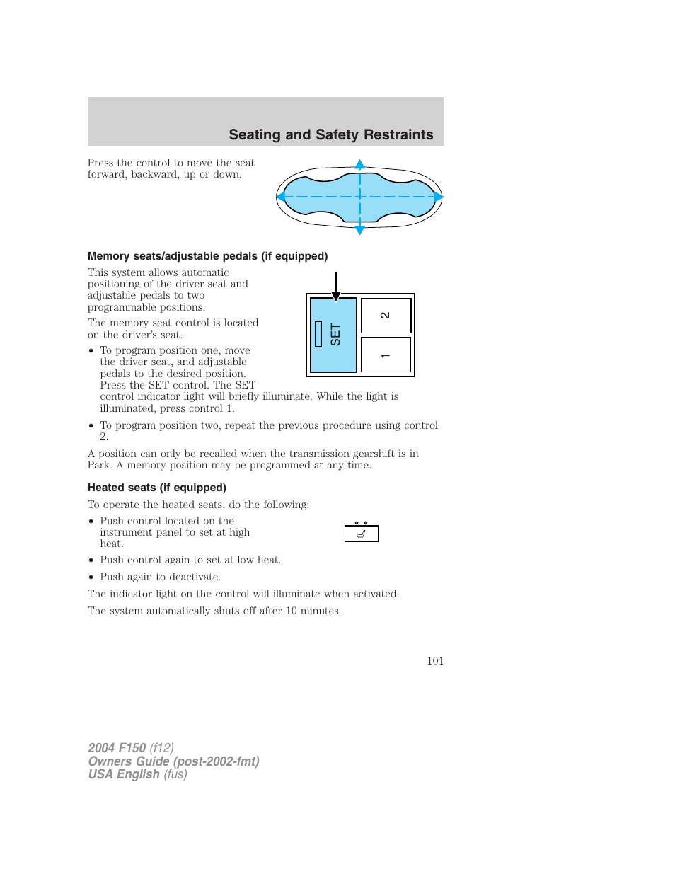 Seating and safety restraints | FORD 2004 F-150 v.2 User Manual | Page 101 / 296