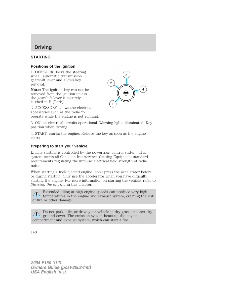 Driving | FORD 2004 F-150 v.2 User Manual | Page 148 / 296