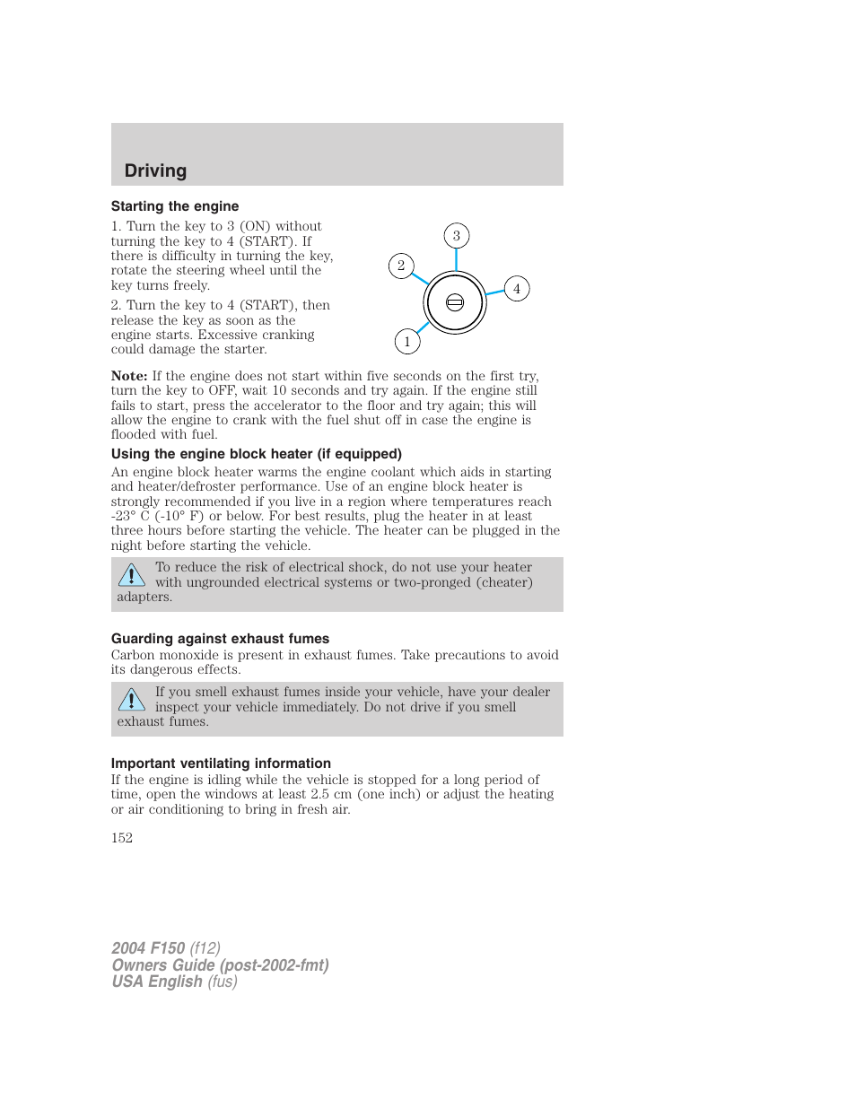 Driving | FORD 2004 F-150 v.2 User Manual | Page 152 / 296