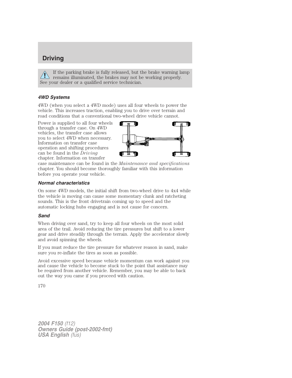Driving | FORD 2004 F-150 v.2 User Manual | Page 170 / 296