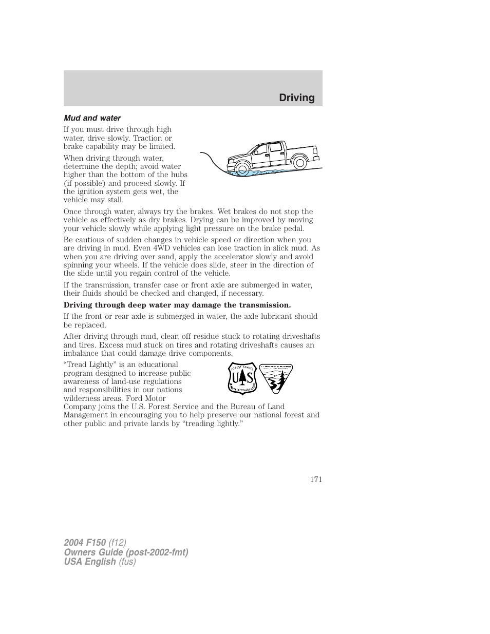 Driving | FORD 2004 F-150 v.2 User Manual | Page 171 / 296