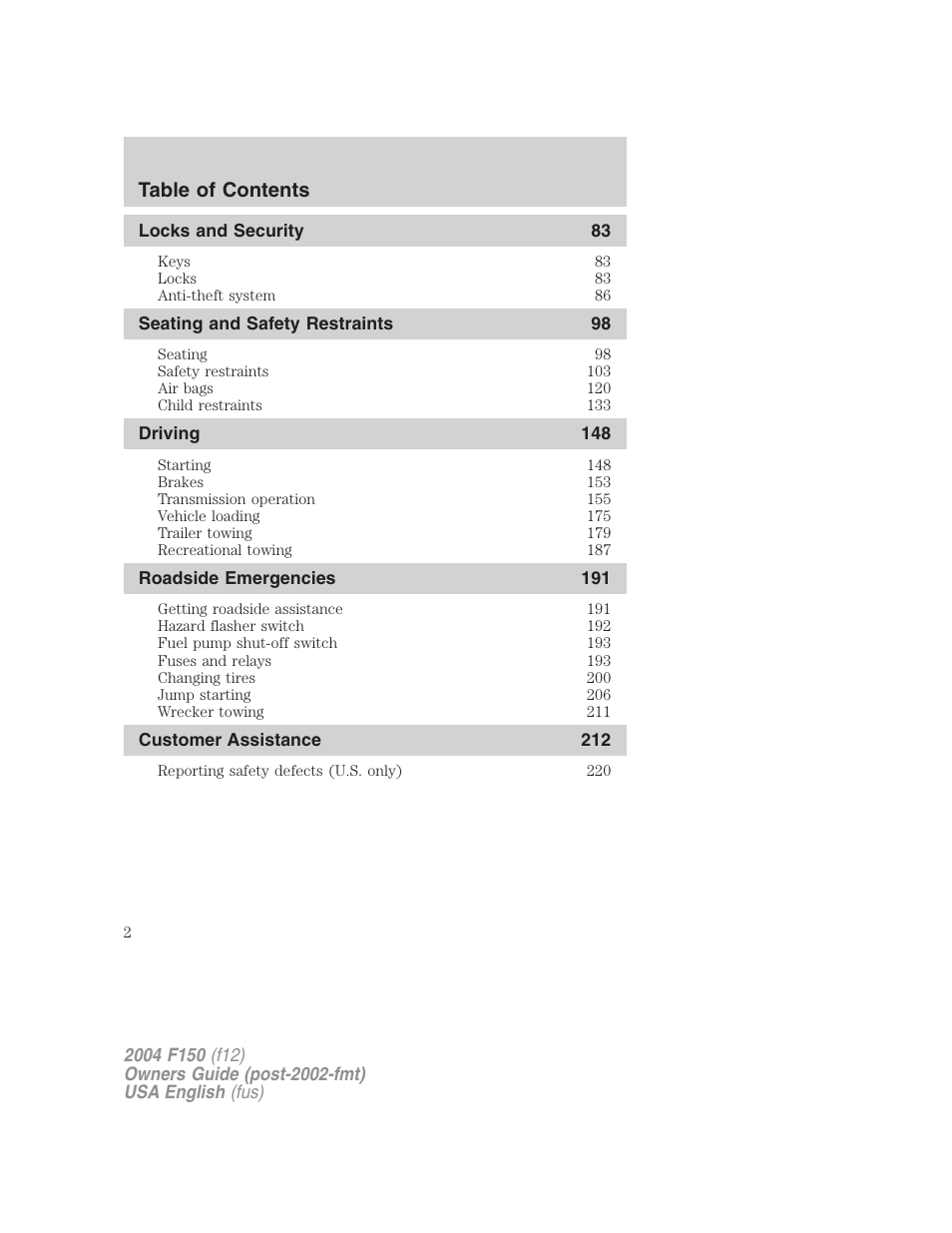FORD 2004 F-150 v.2 User Manual | Page 2 / 296