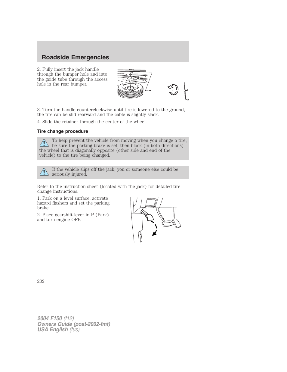 Roadside emergencies | FORD 2004 F-150 v.2 User Manual | Page 202 / 296
