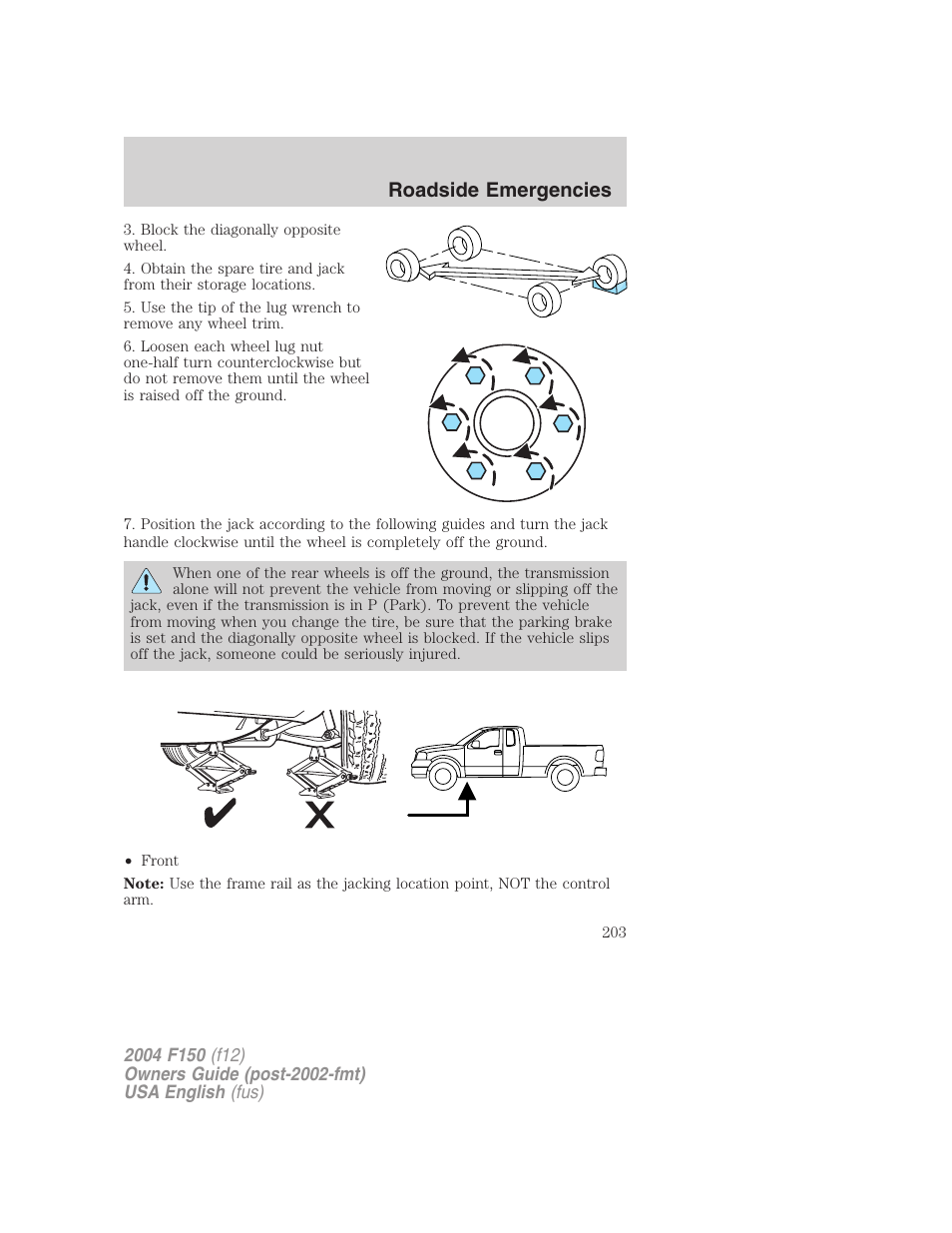 Roadside emergencies | FORD 2004 F-150 v.2 User Manual | Page 203 / 296