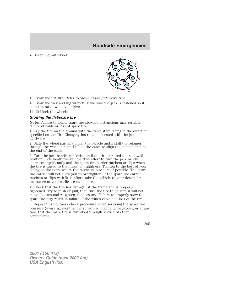 Roadside emergencies | FORD 2004 F-150 v.2 User Manual | Page 205 / 296