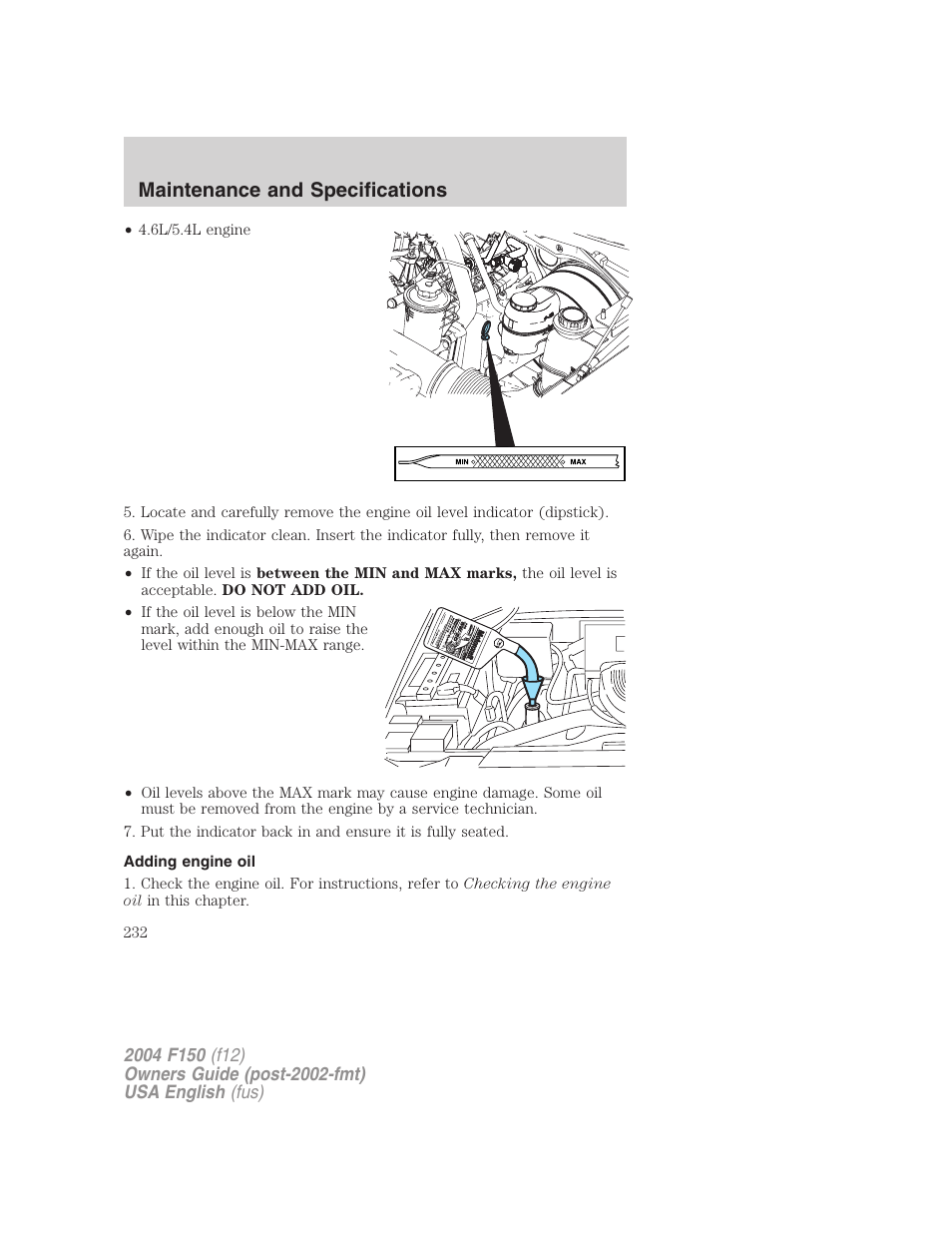 Maintenance and specifications | FORD 2004 F-150 v.2 User Manual | Page 232 / 296