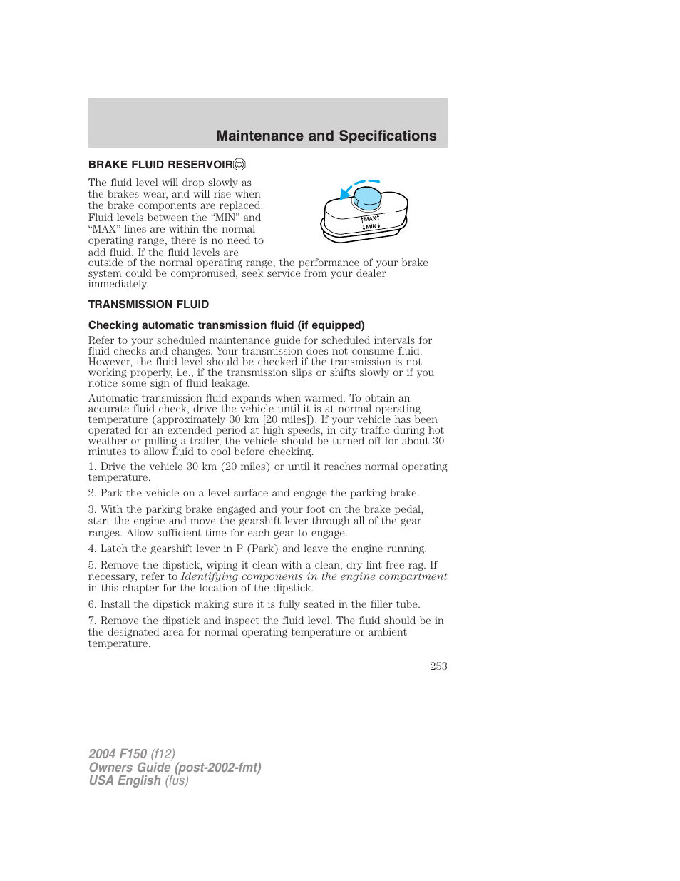 Maintenance and specifications | FORD 2004 F-150 v.2 User Manual | Page 253 / 296