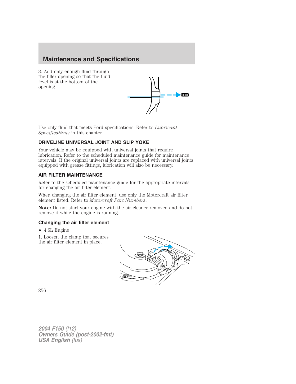 Maintenance and specifications | FORD 2004 F-150 v.2 User Manual | Page 256 / 296