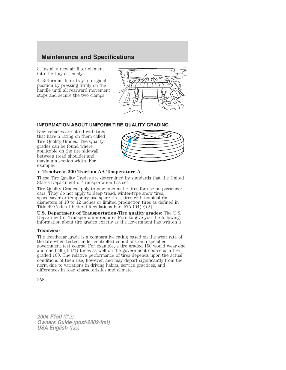 Maintenance and specifications | FORD 2004 F-150 v.2 User Manual | Page 258 / 296