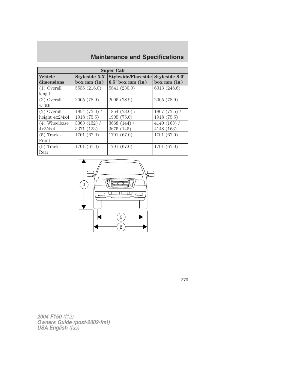 Maintenance and specifications | FORD 2004 F-150 v.2 User Manual | Page 279 / 296