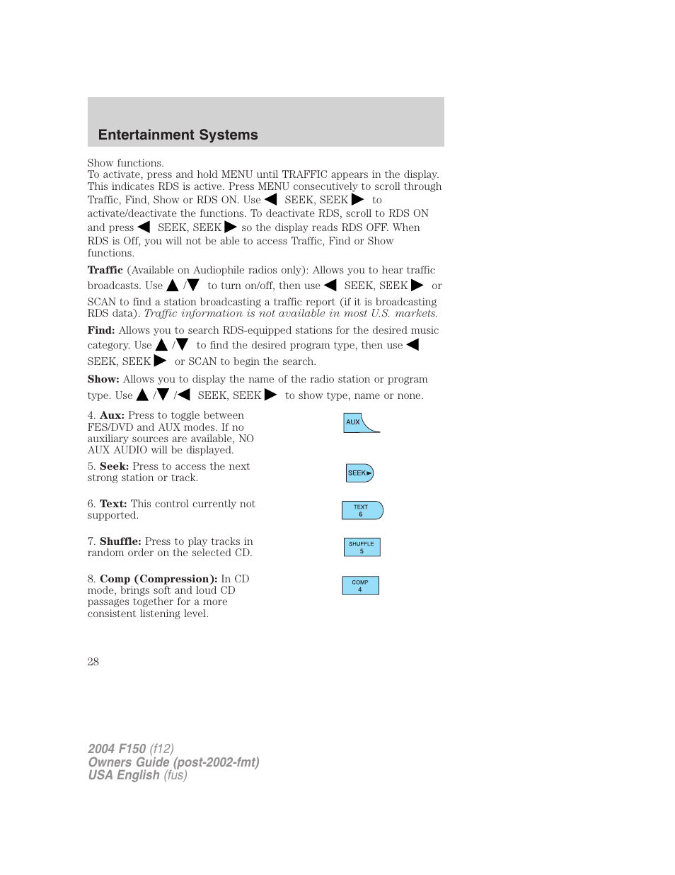 Entertainment systems | FORD 2004 F-150 v.2 User Manual | Page 28 / 296