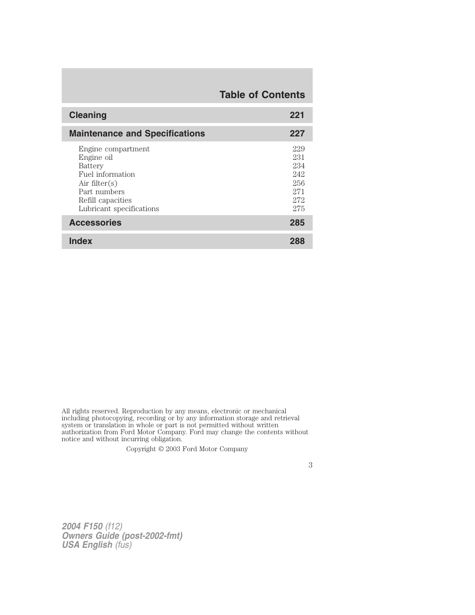 FORD 2004 F-150 v.2 User Manual | Page 3 / 296