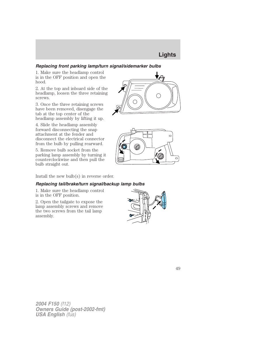 Lights | FORD 2004 F-150 v.2 User Manual | Page 49 / 296